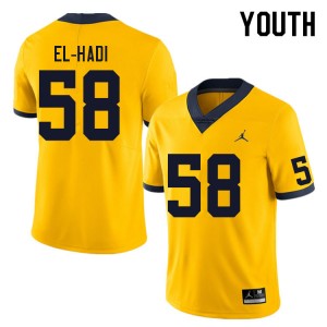 Youth Giovanni El-Hadi Yellow Michigan Wolverines #58 College Football Embroidery Jersey 690256-485