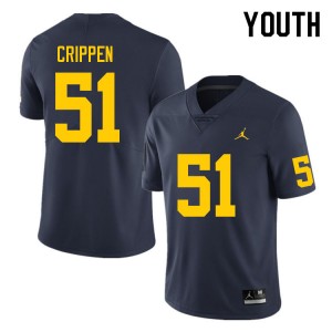 Youth Greg Crippen Navy Michigan Wolverines #51 College Football Stitched Jerseys 935423-600