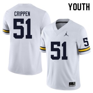 Youth Greg Crippen White Michigan Wolverines #51 College Football Stitched Jerseys 901499-253