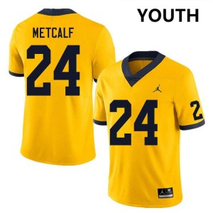 Youth Tevis Metcalf Yellow Michigan Wolverines #24 College Football Replica Jersey 307888-808