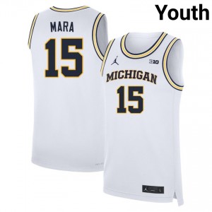 Youth Aday Mara White Michigan Wolverines #15 College Basketball 2025-26 Jersey 576898-588