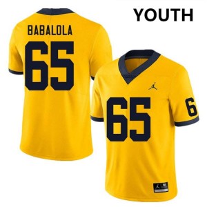 Youth Andrew Babalola Yellow Michigan Wolverines #65 College Football Official Jerseys 829298-809