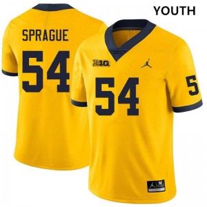 Youth Andrew Sprague Yellow Michigan Wolverines #54 College Football NCAA Jersey 970983-441