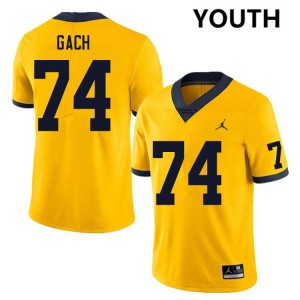 Youth Avery Gach Yellow Michigan Wolverines #74 College Football High School Jersey 400928-125