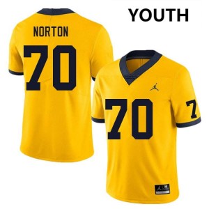Youth Brady Norton Yellow Michigan Wolverines #70 College Football Embroidery Jersey 272389-258