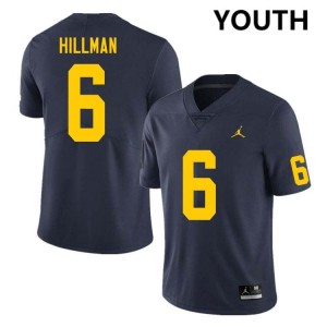 Youth Brandyn Hillman Navy Michigan Wolverines #6 College Football University Jersey 365280-610