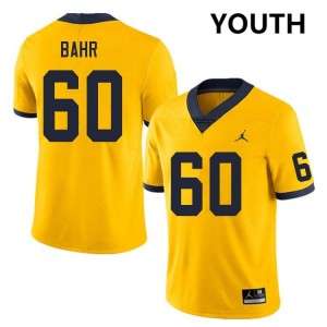 Youth Brooks Bahr Yellow Michigan Wolverines #60 College Football 2025 Jersey 139121-615