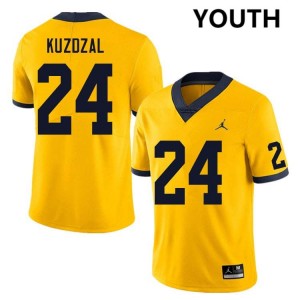 Youth Bryson Kuzdzal Yellow Michigan Wolverines #24 College Football High School Jersey 123065-333