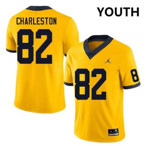 Youth C.J. Charleston Yellow Michigan Wolverines #82 College Football Player Jersey 201619-171