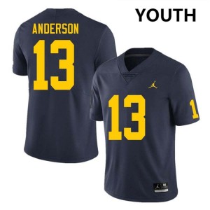 Youth Caleb Anderson Navy Michigan Wolverines #13 College Football University Jerseys 715875-963