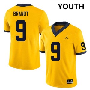Youth Cameron Brandt Yellow Michigan Wolverines #9 College Football Replica Jerseys 525028-663