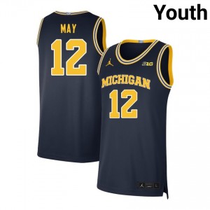 Youth Charlie May Navy Michigan Wolverines #12 College Basketball Embroidery Jerseys 969064-811