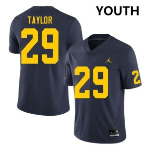 Youth Chase Taylor Navy Michigan Wolverines #29 College Football NCAA Jerseys 788737-364