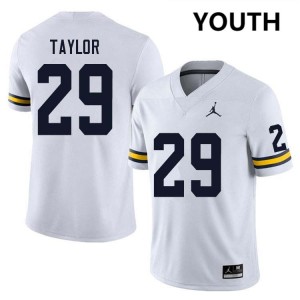 Youth Chase Taylor White Michigan Wolverines #29 College Football NCAA Jersey 498637-527