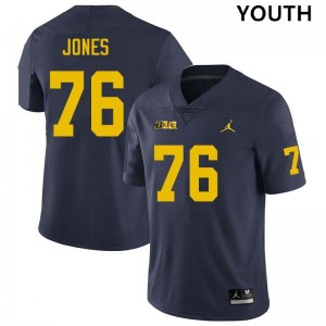 Youth Connor Jones Navy Michigan Wolverines #76 College Football Alumni Jersey 102488-540