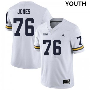 Youth Connor Jones White Michigan Wolverines #76 College Football Game Jersey 559457-531