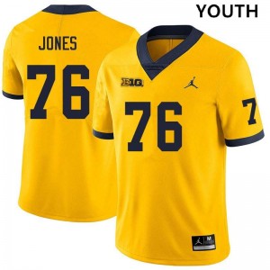 Youth Connor Jones Yellow Michigan Wolverines #76 College Football 2025-26 Jerseys 650354-728