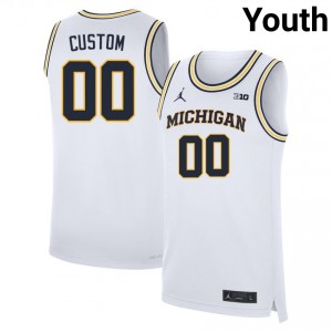 Youth Custom White Michigan Wolverines #00 College Basketball Stitched Jersey 388768-990