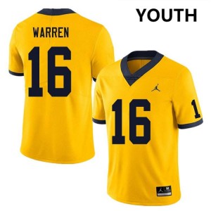 Youth Davis Warren Yellow Michigan Wolverines #16 College Football Replica Jersey 366108-964