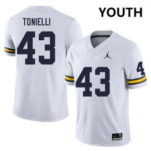Youth Deakon Tonielli White Michigan Wolverines #43 College Football Embroidery Jerseys 927569-827