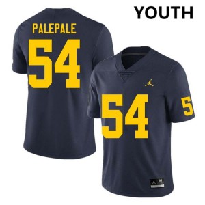 Youth Deyvid Palepale Navy Michigan Wolverines #54 College Football University Jersey 401913-879