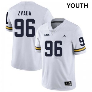 Youth Dominic Zvada White Michigan Wolverines #96 College Football Game Jerseys 477804-406