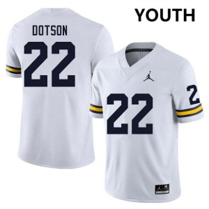 Youth Elijah Dotson White Michigan Wolverines #22 College Football Alumni Jerseys 663237-839