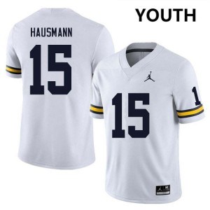 Youth Ernest Hausmann White Michigan Wolverines #15 College Football Official Jerseys 370794-375