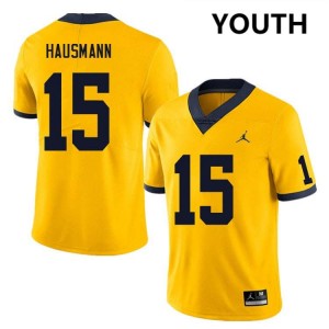 Youth Ernest Hausmann Yellow Michigan Wolverines #15 College Football 2025 Jersey 590658-456