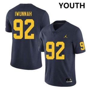 Youth Ike Iwunnah Navy Michigan Wolverines #92 College Football Official Jerseys 806294-331