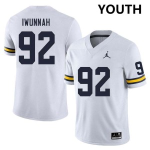 Youth Ike Iwunnah White Michigan Wolverines #92 College Football High School Jersey 710571-518