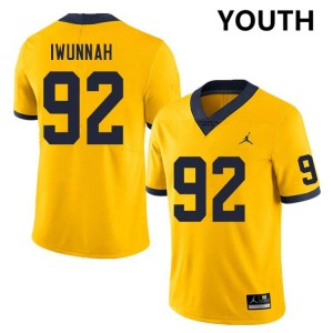 Youth Ike Iwunnah Yellow Michigan Wolverines #92 College Football Player Jerseys 233077-845