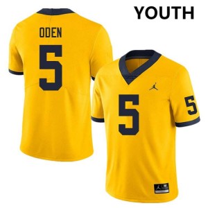 Youth Jacob Oden Yellow Michigan Wolverines #5 College Football Replica Jerseys 114154-576