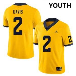 Youth Jadyn Davis Yellow Michigan Wolverines #2 College Football NCAA Jerseys 234165-494