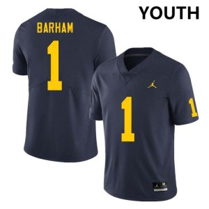 Youth Jaishawn Barham Navy Michigan Wolverines #1 College Football Embroidery Jersey 664922-248