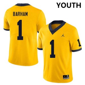 Youth Jaishawn Barham Yellow Michigan Wolverines #1 College Football 2025-26 Jersey 319865-282