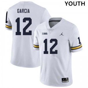 Youth Jake Garcia White Michigan Wolverines #12 College Football Replica Jerseys 504832-554