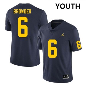Youth Jamar Browder Navy Michigan Wolverines #6 College Football NCAA Jerseys 119930-159