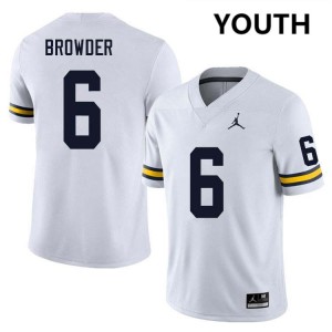 Youth Jamar Browder White Michigan Wolverines #6 College Football Official Jersey 149670-179
