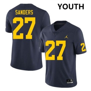 Youth Jayden Sanders Navy Michigan Wolverines #27 College Football University Jersey 352854-224