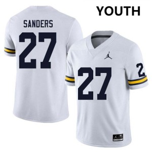 Youth Jayden Sanders White Michigan Wolverines #27 College Football Game Jersey 296121-325