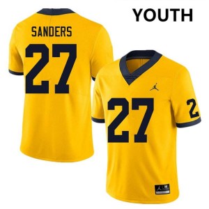 Youth Jayden Sanders Yellow Michigan Wolverines #27 College Football Official Jersey 345963-433