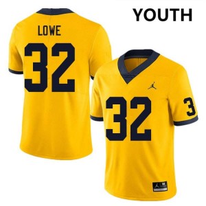 Youth Jeremiah Lowe Yellow Michigan Wolverines #32 College Football Game Jersey 647391-368