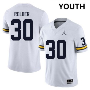 Youth Jimmy Rolder White Michigan Wolverines #30 College Football Game Jerseys 470178-177
