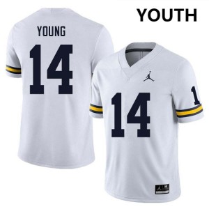 Youth Jordan Young White Michigan Wolverines #14 College Football Replica Jerseys 400417-360