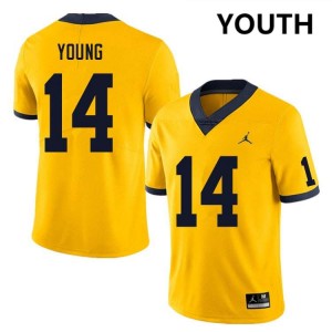 Youth Jordan Young Yellow Michigan Wolverines #14 College Football Replica Jerseys 320067-753