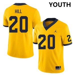 Youth Jyaire Hill Yellow Michigan Wolverines #20 College Football Replica Jersey 920610-475