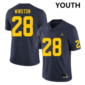 Youth Kainoa Winston Navy Michigan Wolverines #28 College Football Replica Jerseys 637695-714