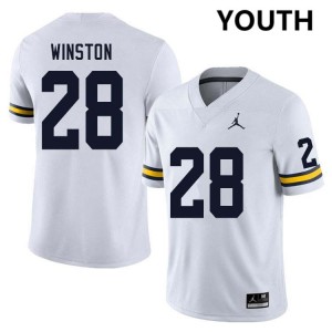 Youth Kainoa Winston White Michigan Wolverines #28 College Football Player Jerseys 990750-381