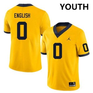 Youth Karmello English Yellow Michigan Wolverines #0 College Football Limited Jerseys 977735-718